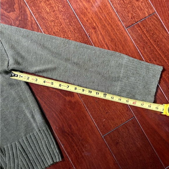 Olive Green Button-Up Women's Sweater - Picture 3 of 6